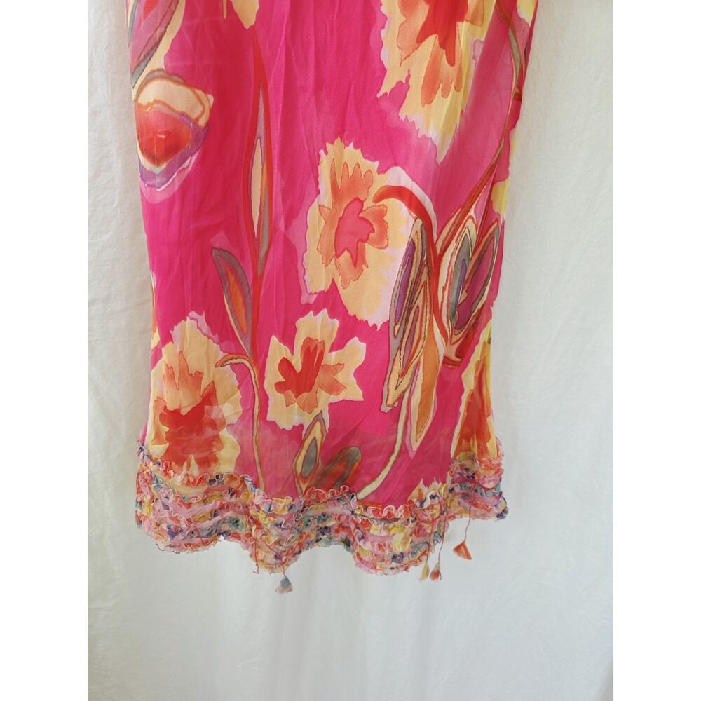 Y2K Fenn Wright Manson Dress Sz 8 Silk Pink Overlay Flutter Fairy Whimsy Vtg - Picture 6 of 11